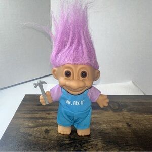 Vintage Russ Troll Doll Mr Fix It with hammer 5”